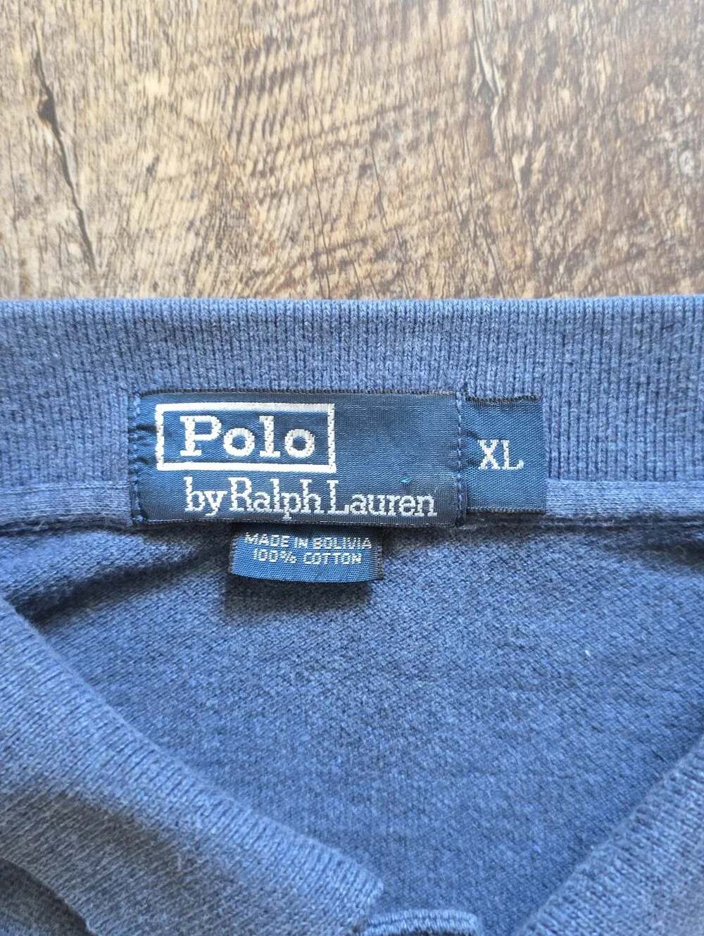 Polo Ralph Lauren - Vintage 90s Heavy Cotton Pique Polo Shirt - XL - Slate Blue